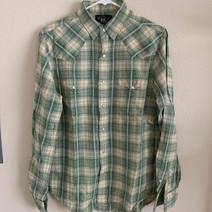 RRL Western Plaid Button Up Shirt